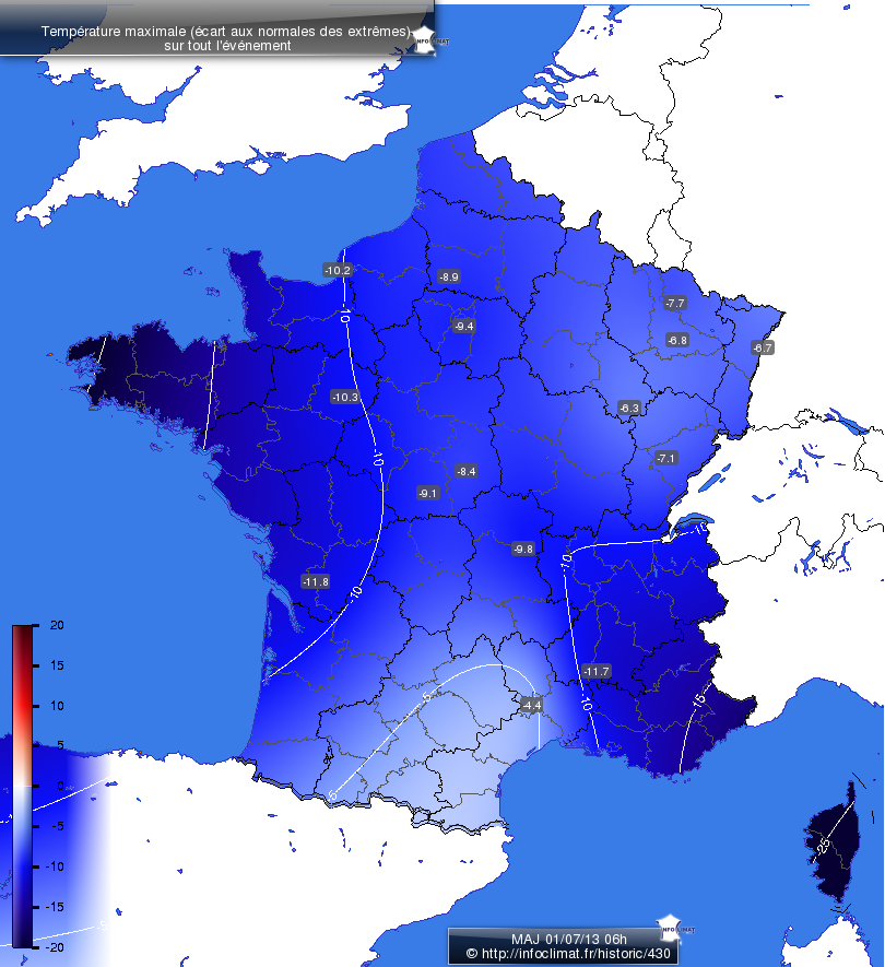 Carte des écarts aux normales