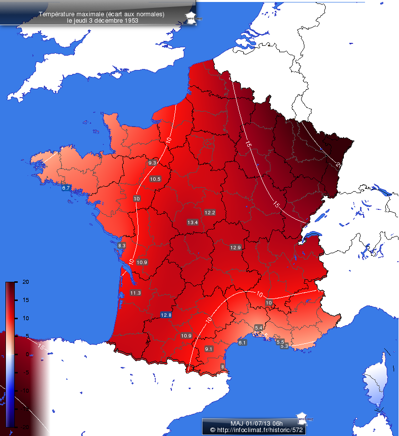 Carte des écarts aux normales