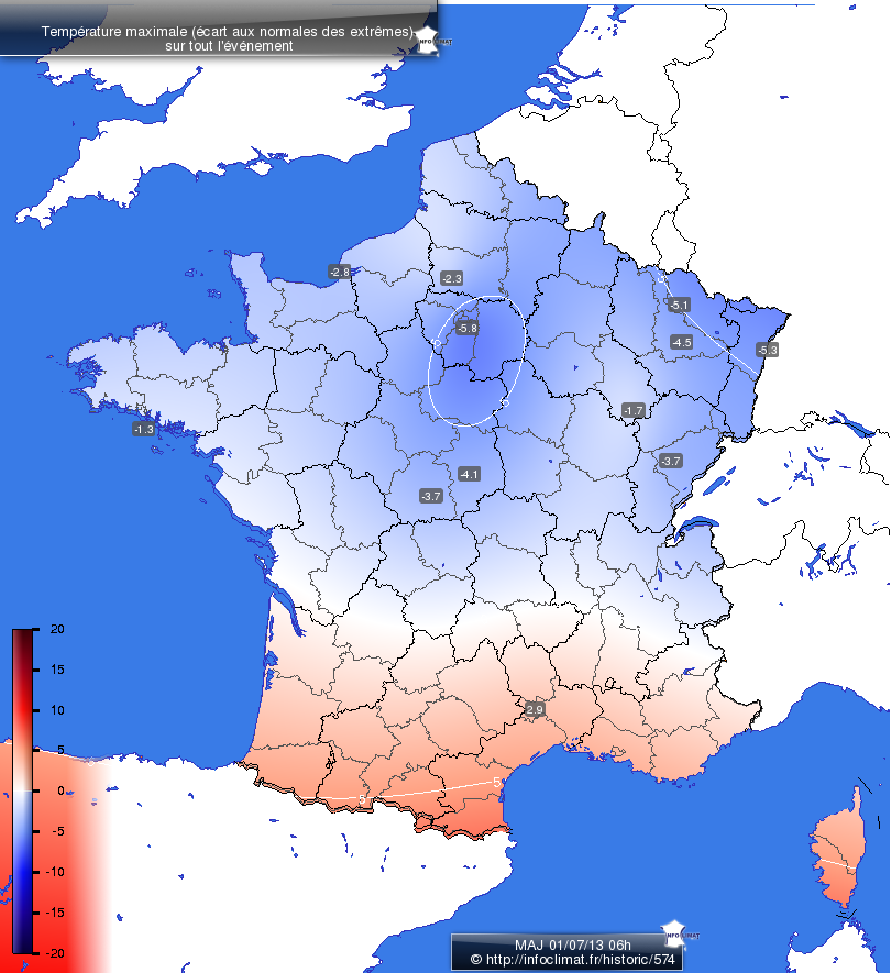 Carte des écarts aux normales