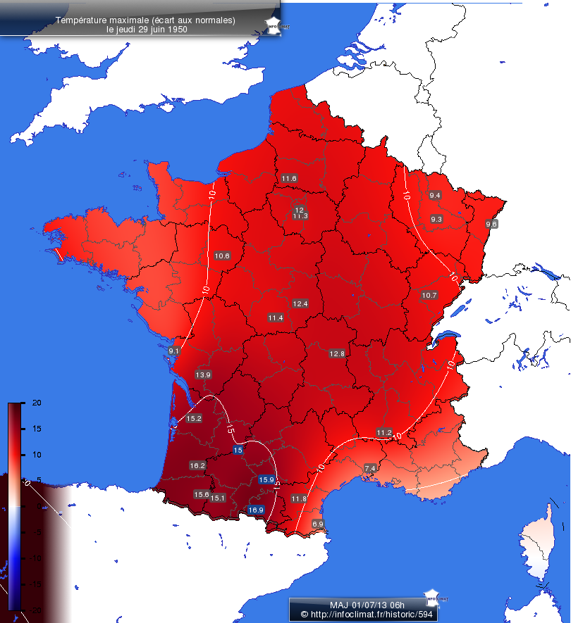 Carte des écarts aux normales