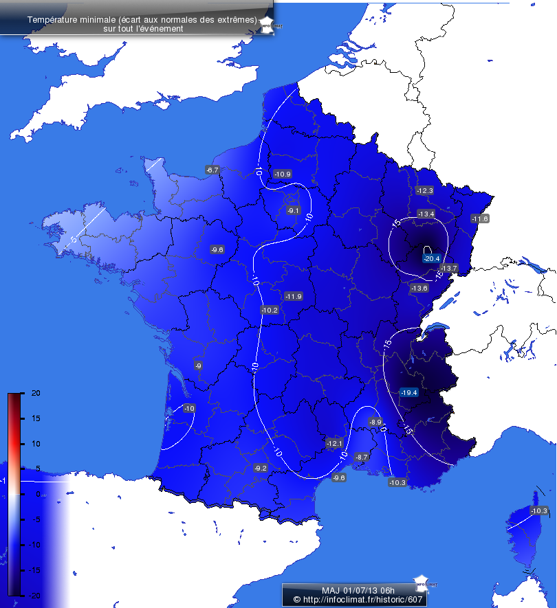 Carte des écarts aux normales