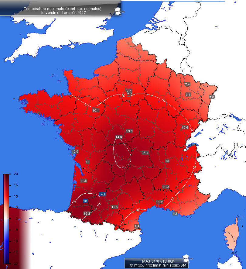 Carte des écarts aux normales