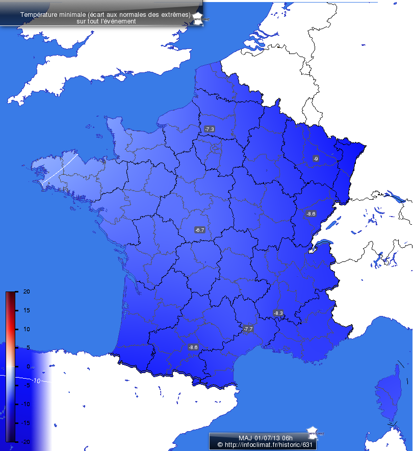 Carte des écarts aux normales