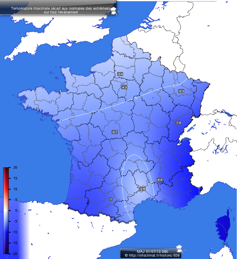 Carte des écarts aux normales