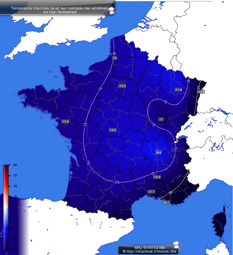 Carte des écarts aux normales