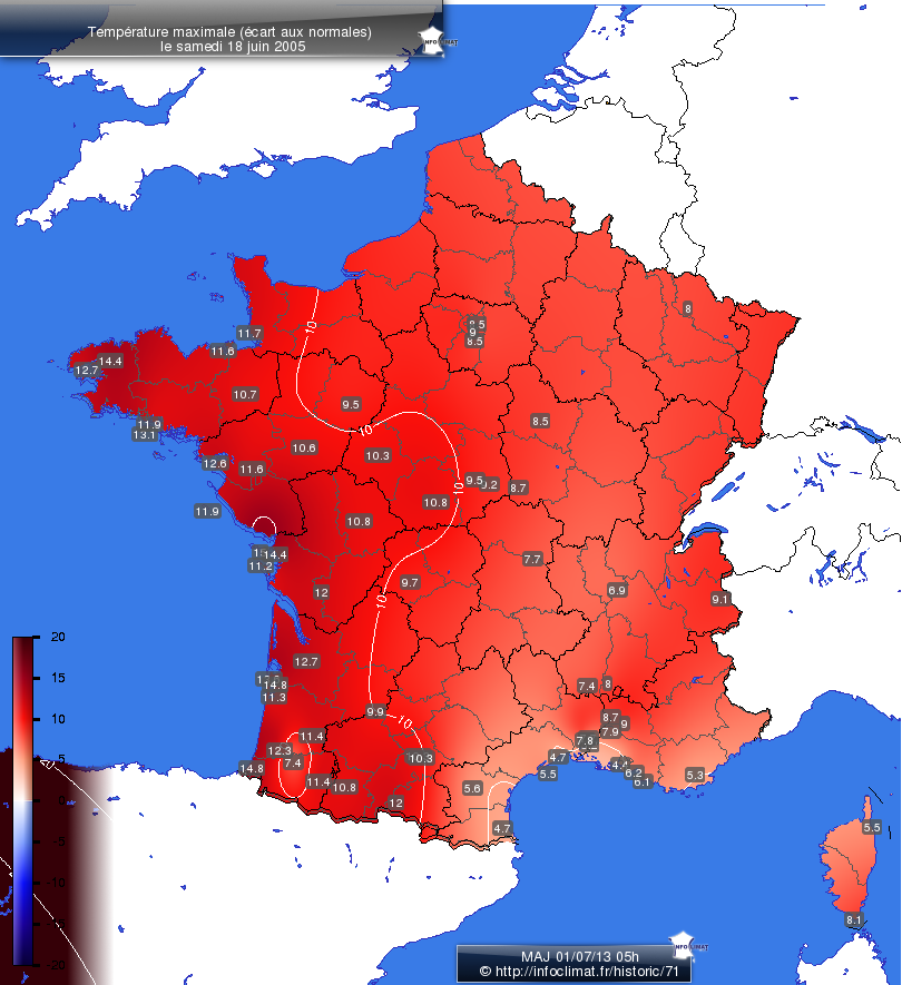 Carte des écarts aux normales