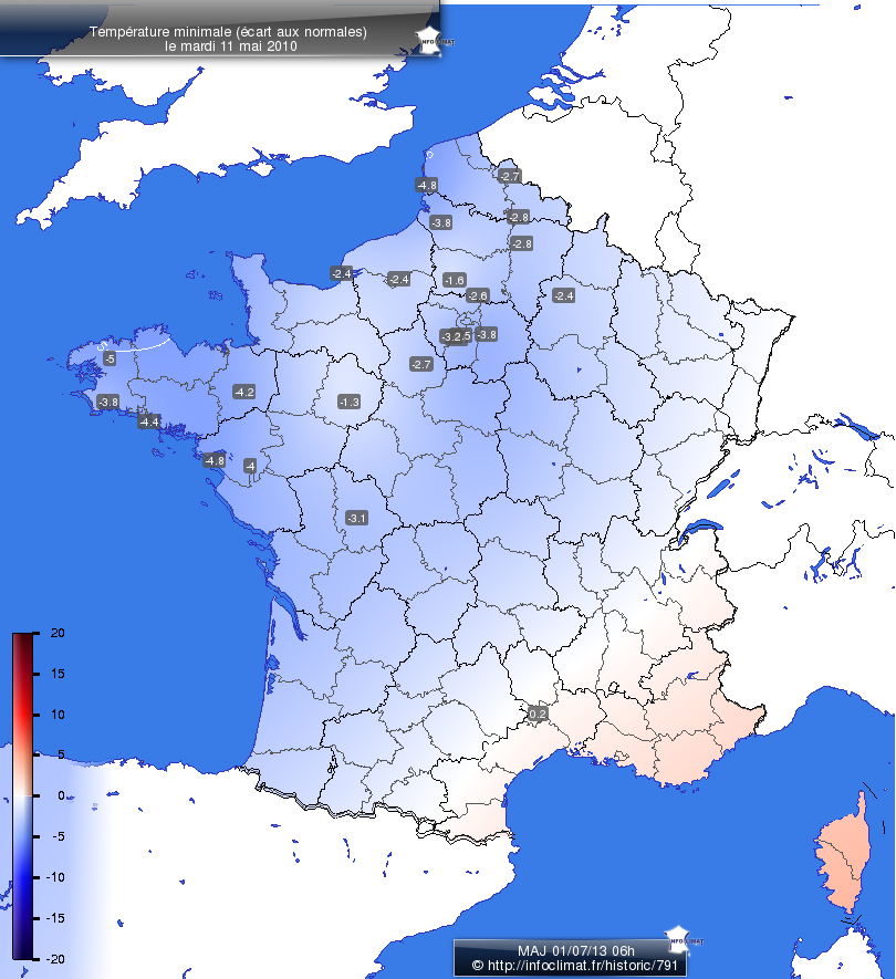 Carte des écarts aux normales