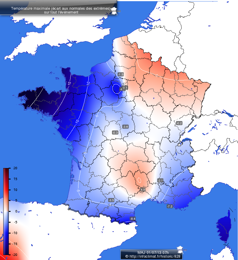 Carte des écarts aux normales