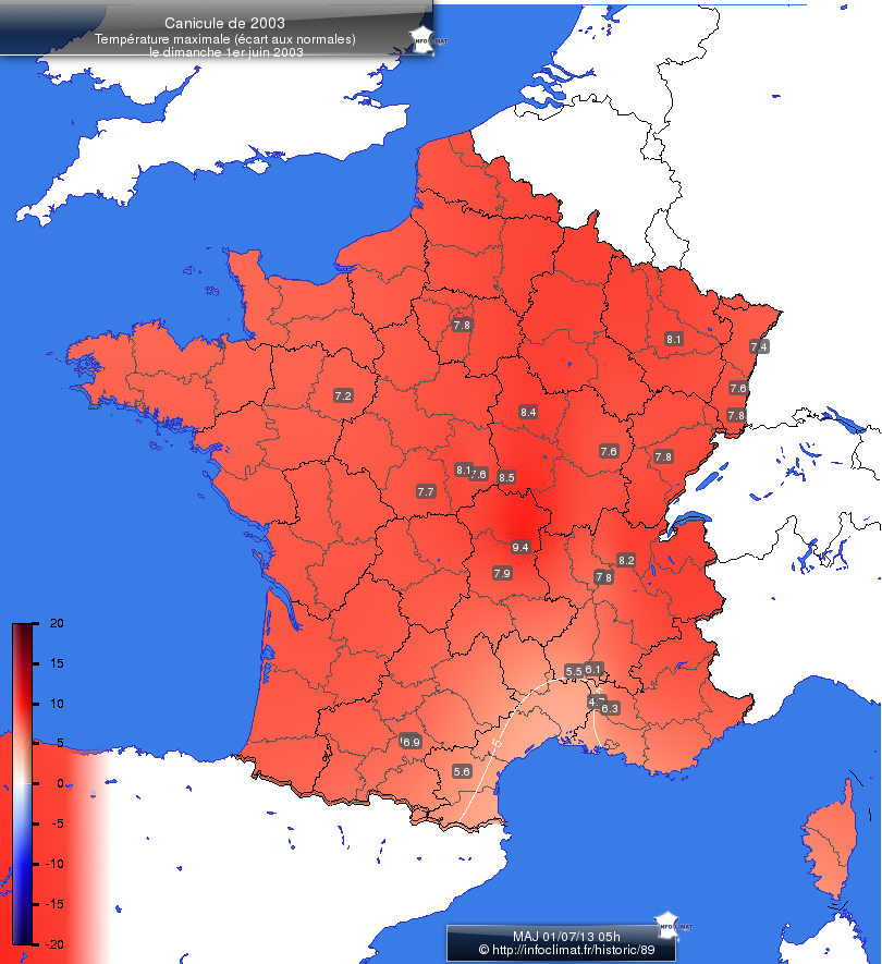 Carte des écarts aux normales