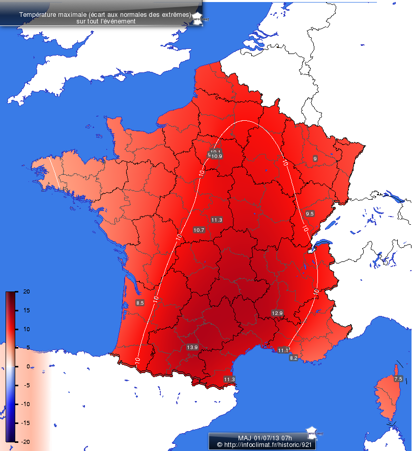 Carte des écarts aux normales