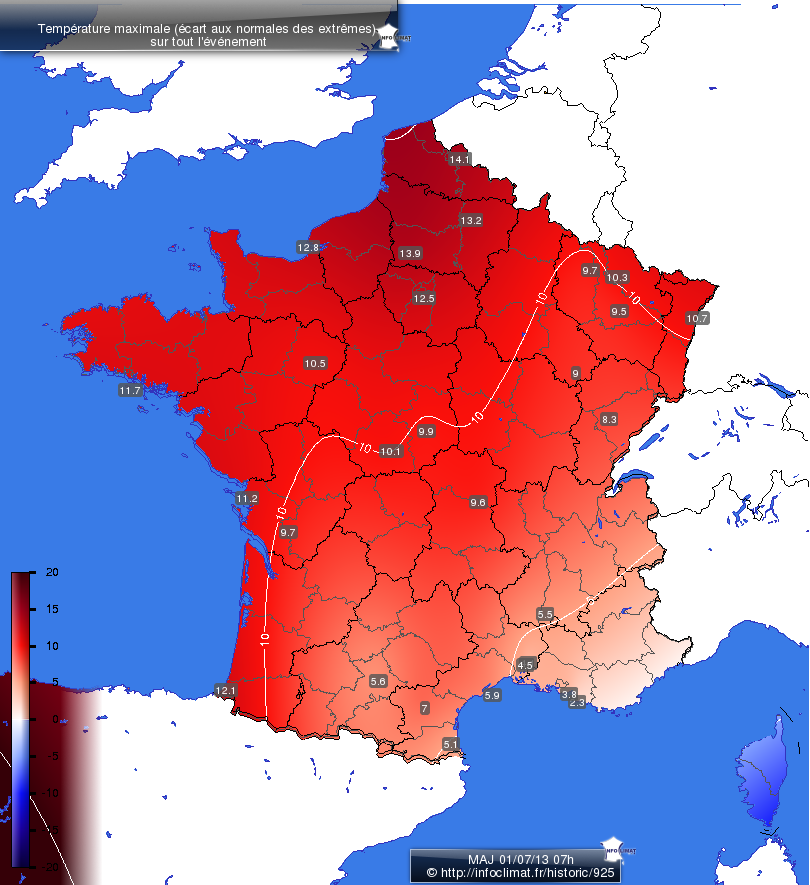 Carte des écarts aux normales