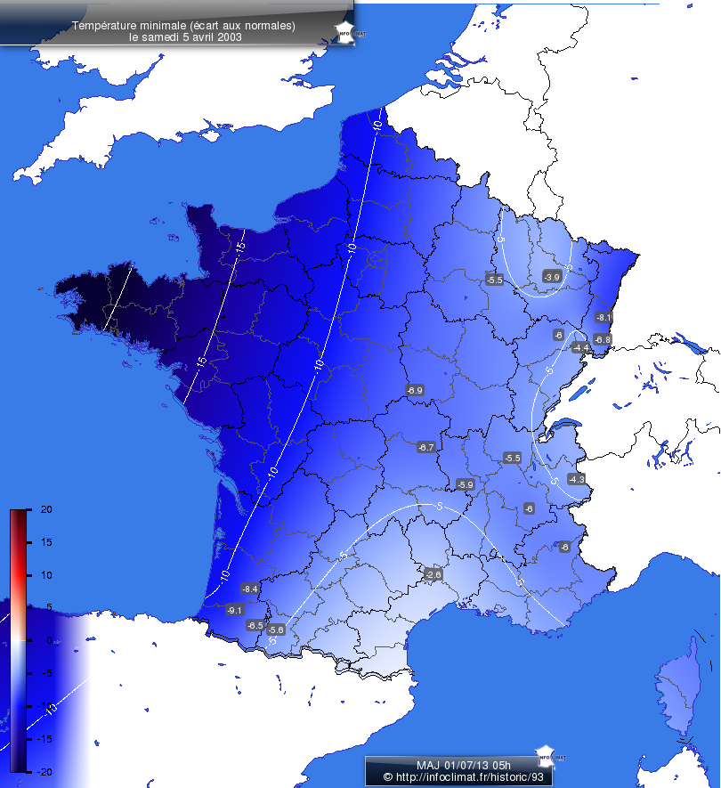 Carte des écarts aux normales