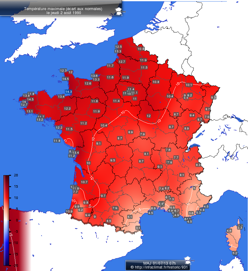 Carte des écarts aux normales