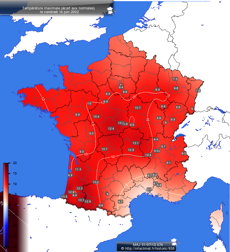 Carte des écarts aux normales