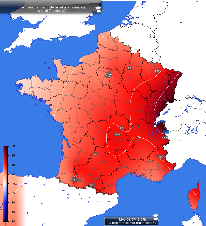 Carte des écarts aux normales