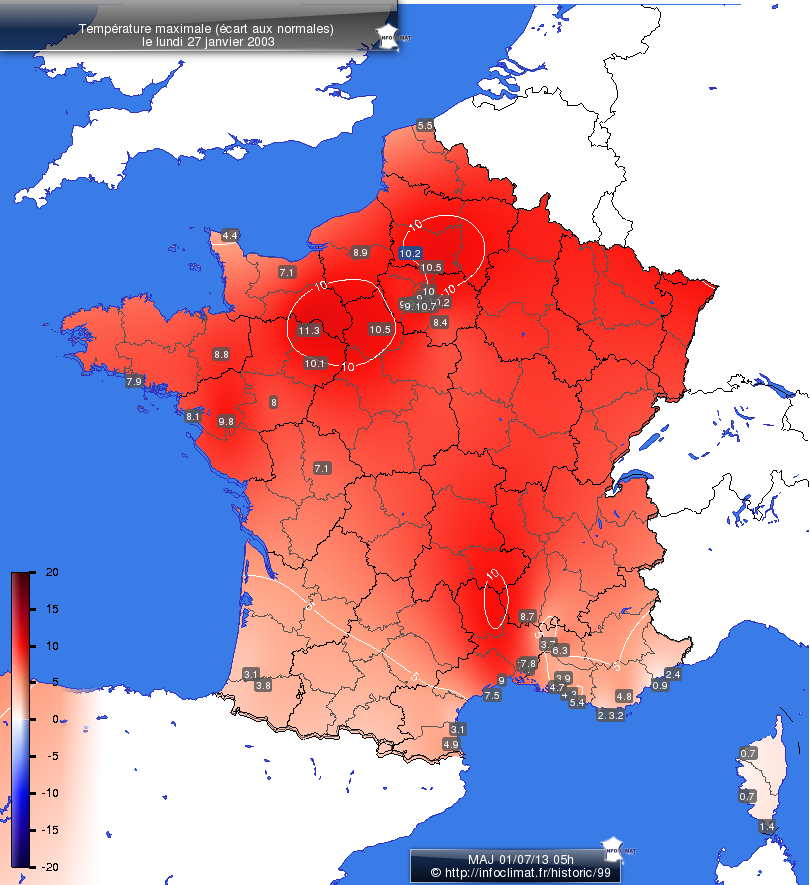 Carte des écarts aux normales